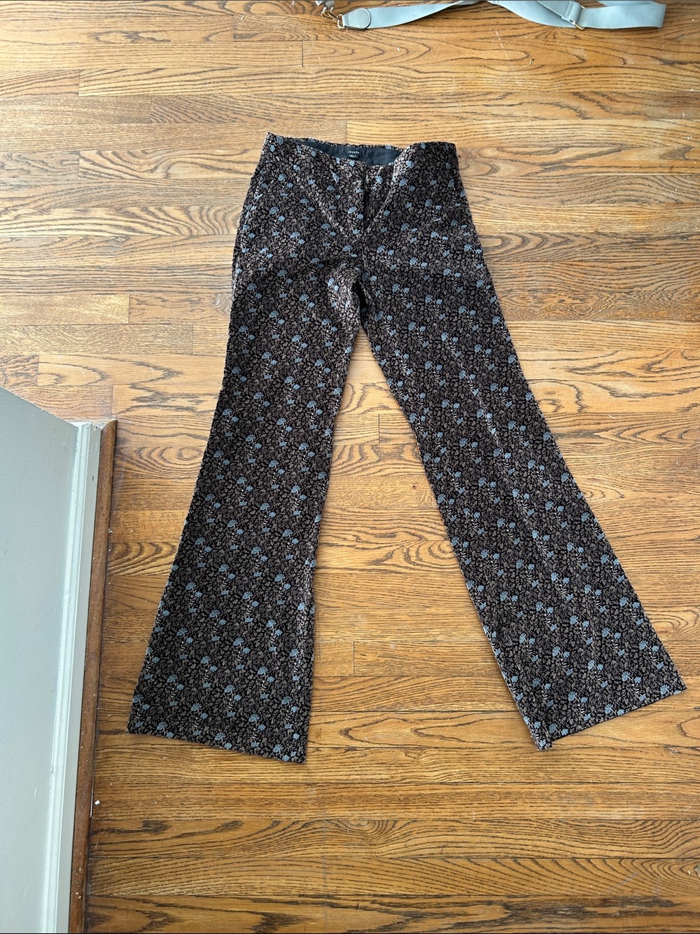 Joseph Black Flared Jeans with Blue Floral Print